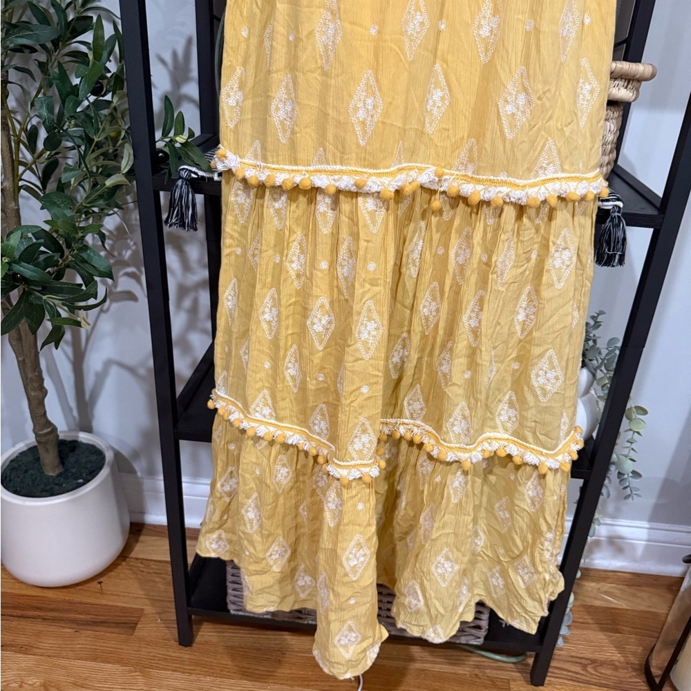 RAGA Sunlit Yellow Maxi Dress with White Accents size large - Picture 3 of 12